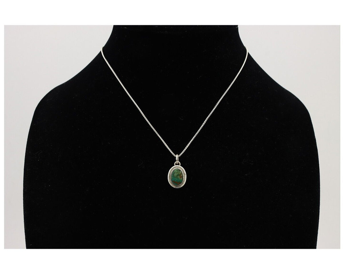 Navajo Necklace 925 Silver Natural Kingman Turquoise Native Artist C.2008