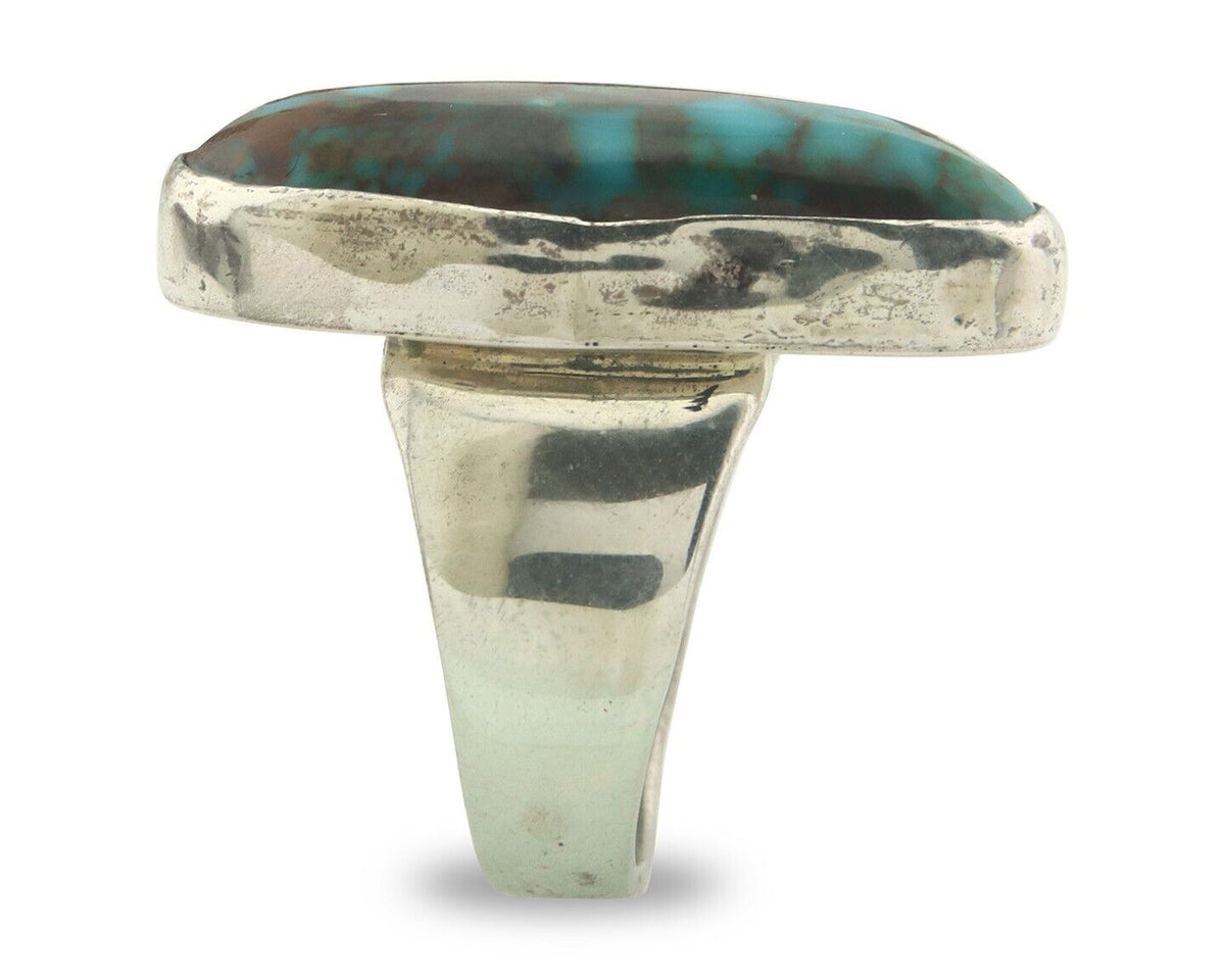 Navajo Ring 925 Sterling Turquoise Handmade Signed M Montoya C.80's Size 6.75