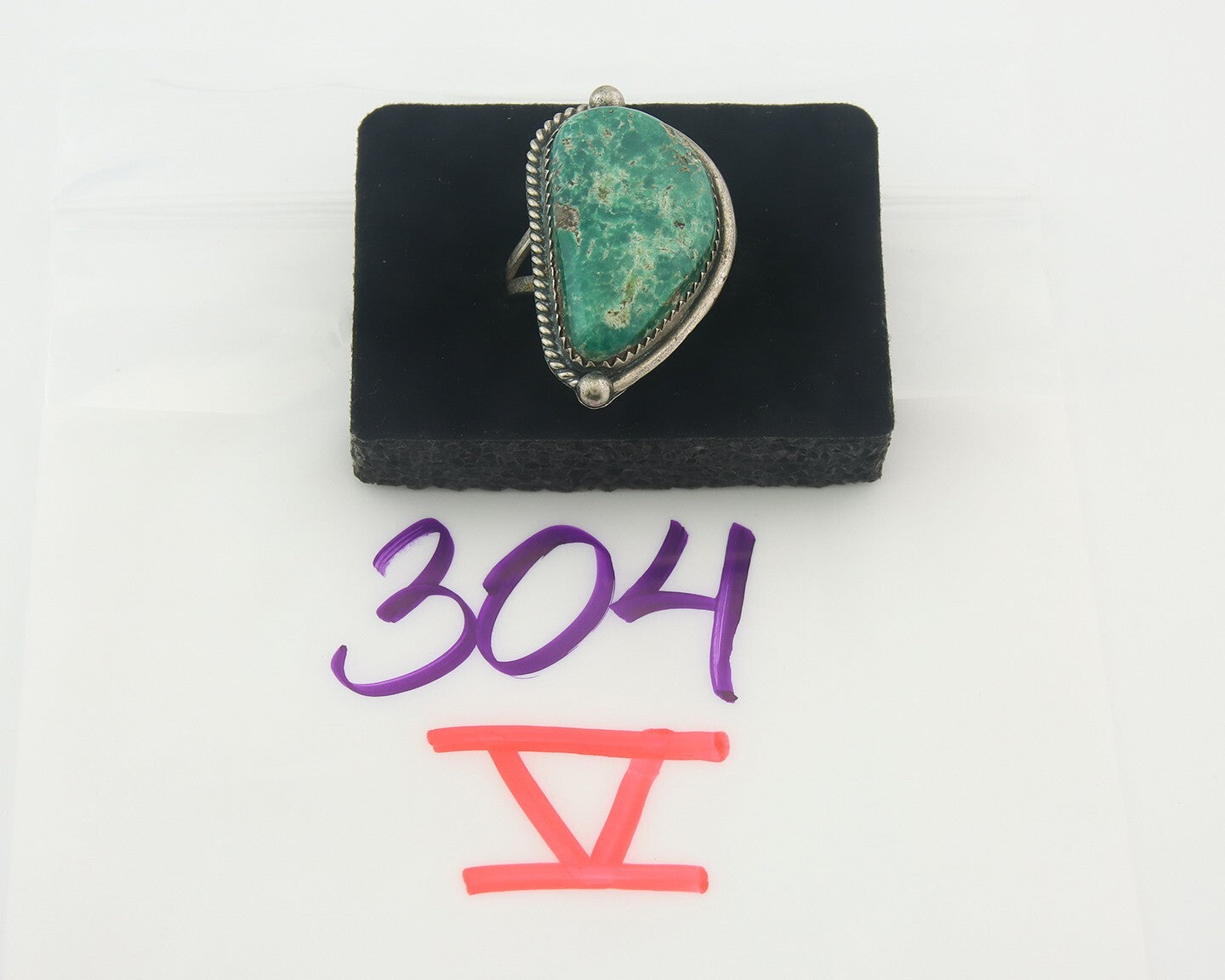 Vintage Navajo Ring 925 Sterling Authentic Turquoise Artist Signed TS Size 7.25