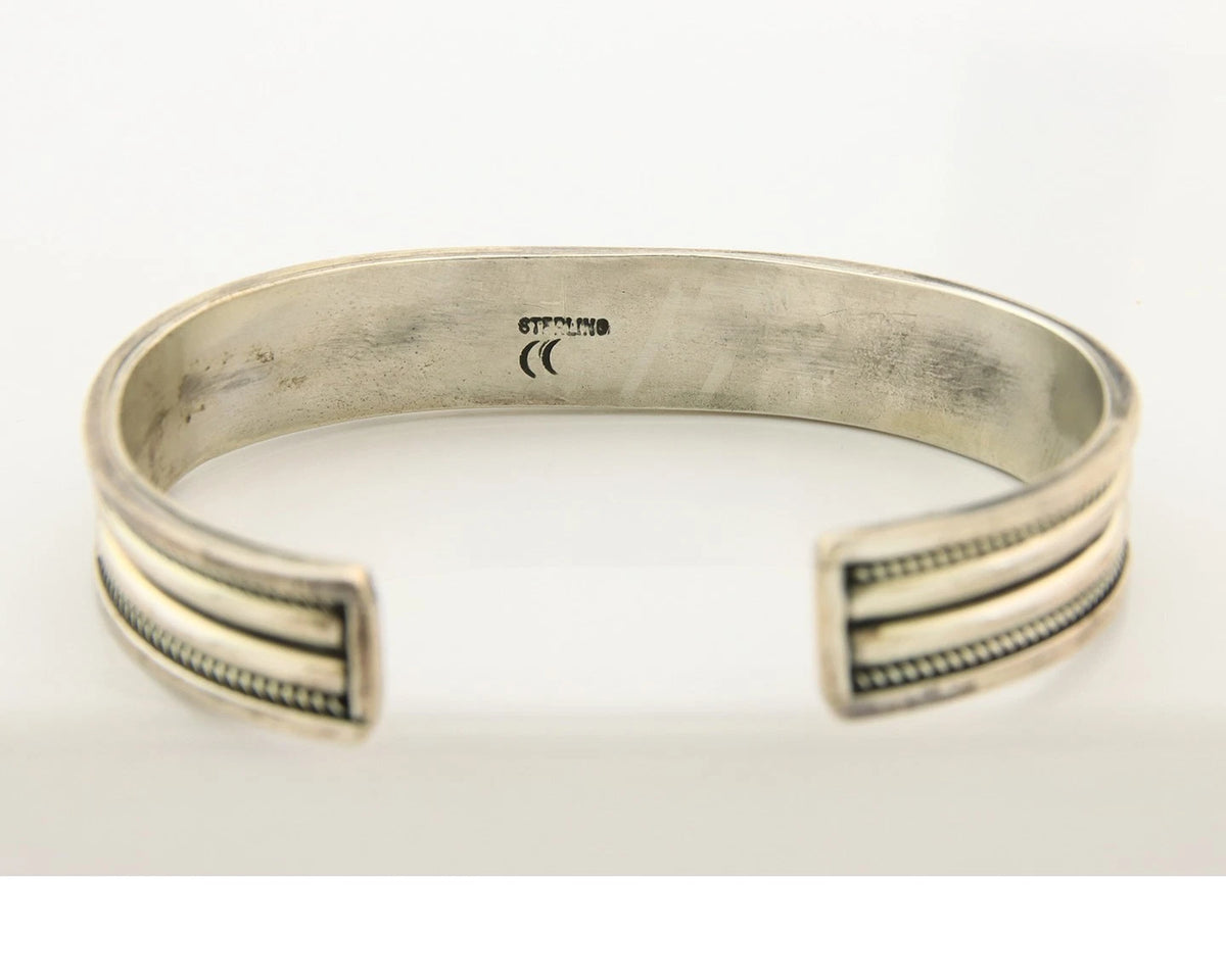 Navajo Cuff Bracelet Sterling Silver Authentic Turquoise Signed CC