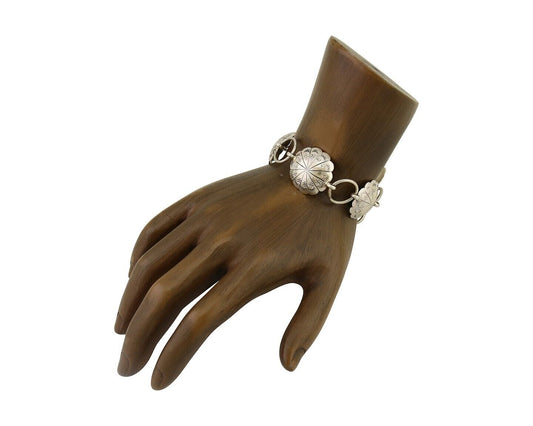 Navajo Hamdmade Concho Bracelet 925 Silver Native American Artist Signed C.80's