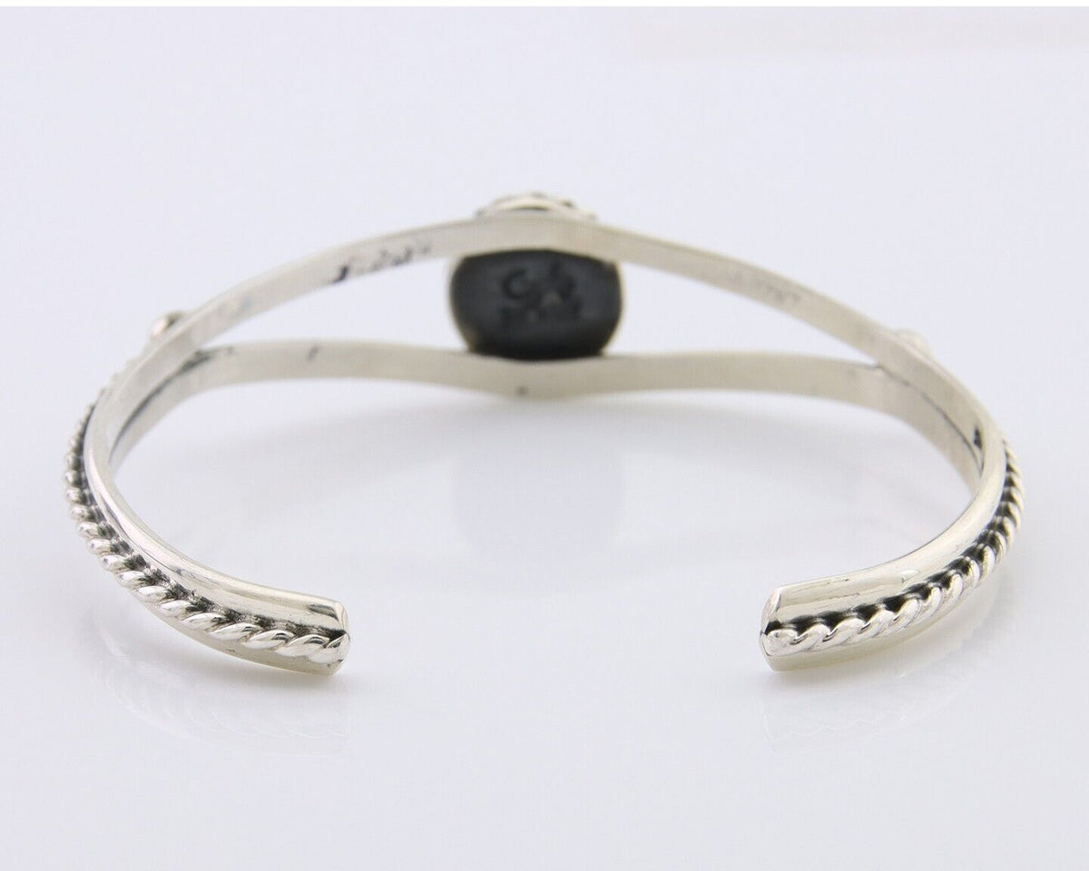 Navajo Bracelet 925 Silver Natural Turquoise Artist Signed Gecko C.80's