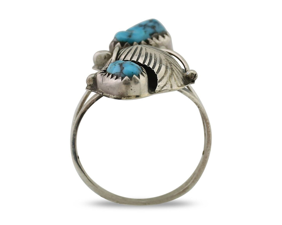 Navajo Handmade Ring 925 Silver Kingman Turquoise Native American Artist C.80's