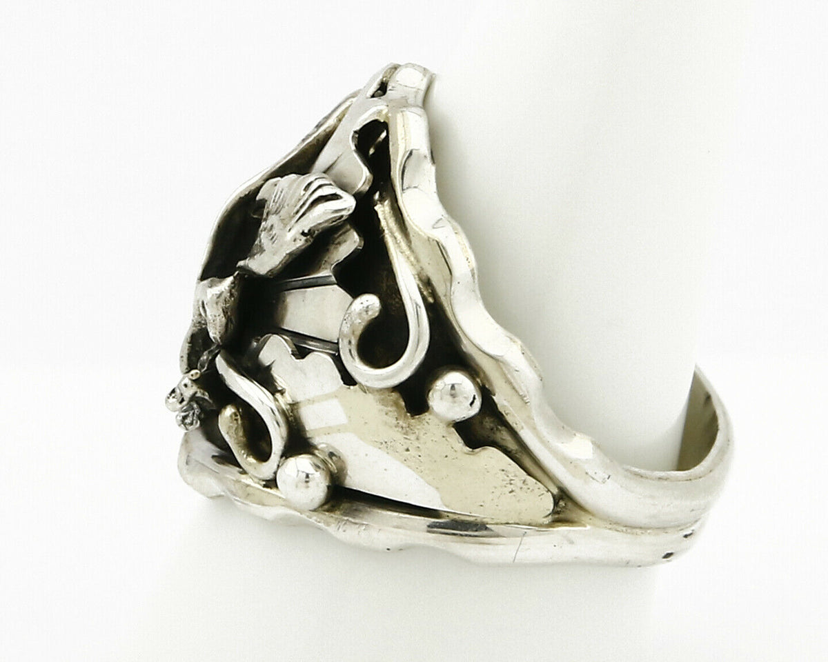 Navajo Eagle Ring .925 SOLID Silver & 12k GF Handmade Signed Artist S Circa 1980