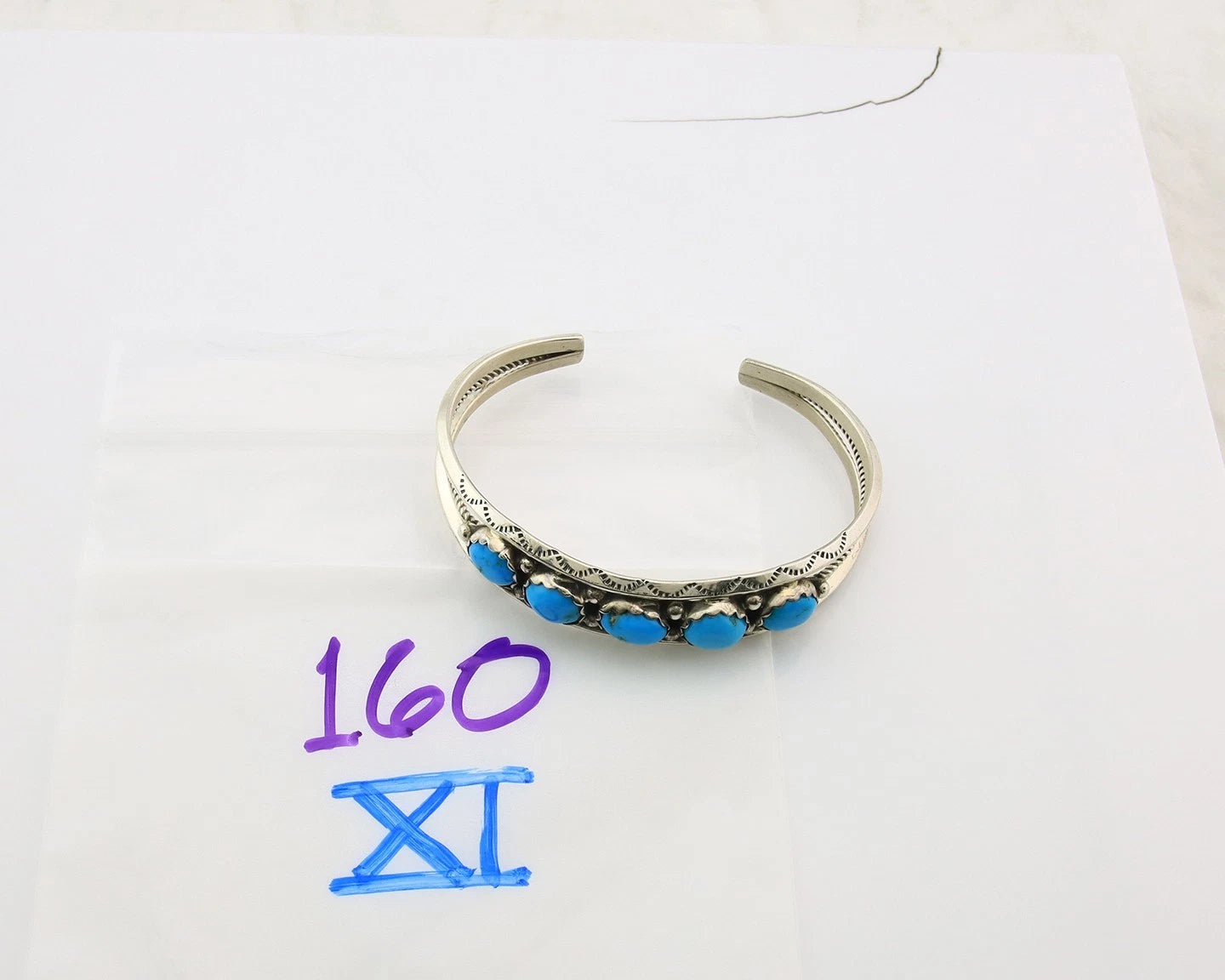 Navajo Cuff Bracelet Sterling Silver Turquoise Vintage Native Art Signed R
