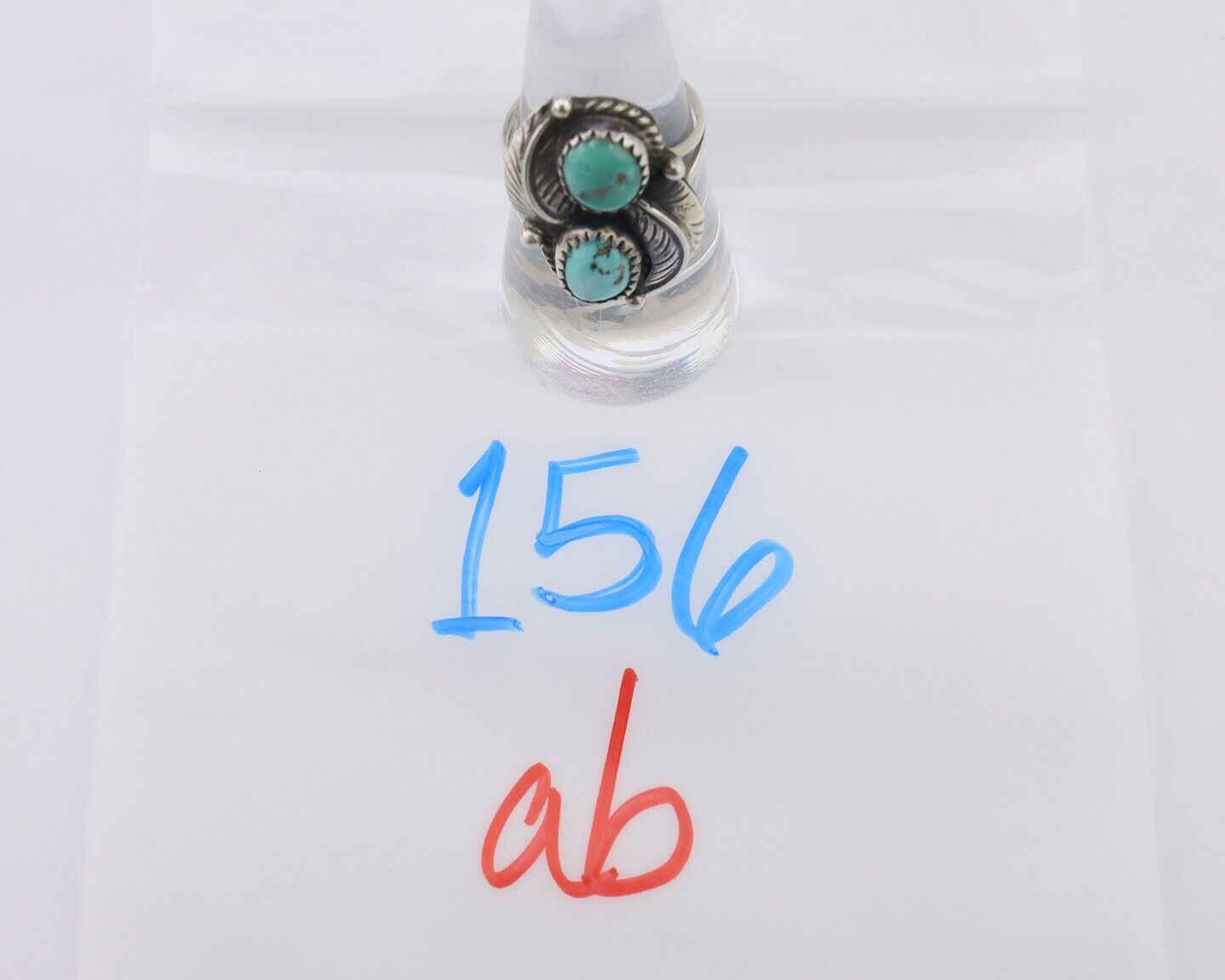 Navajo Ring 925 Silver Natural Blue Gem Turquoise Artist Signed MC C.80's