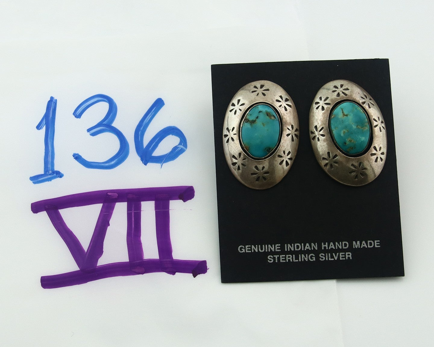 Navajo Earrings Sterling Silver Turquoise Vintage Dangle Handmade