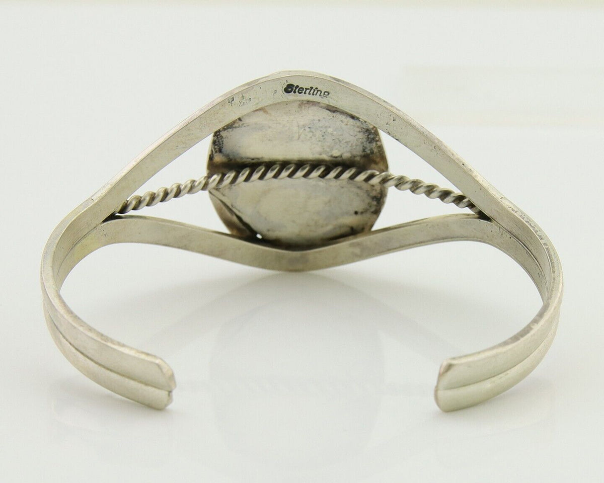 Navajo Cuff Bracelet Natural Malachite 925 Silver Native American Artist C.80s