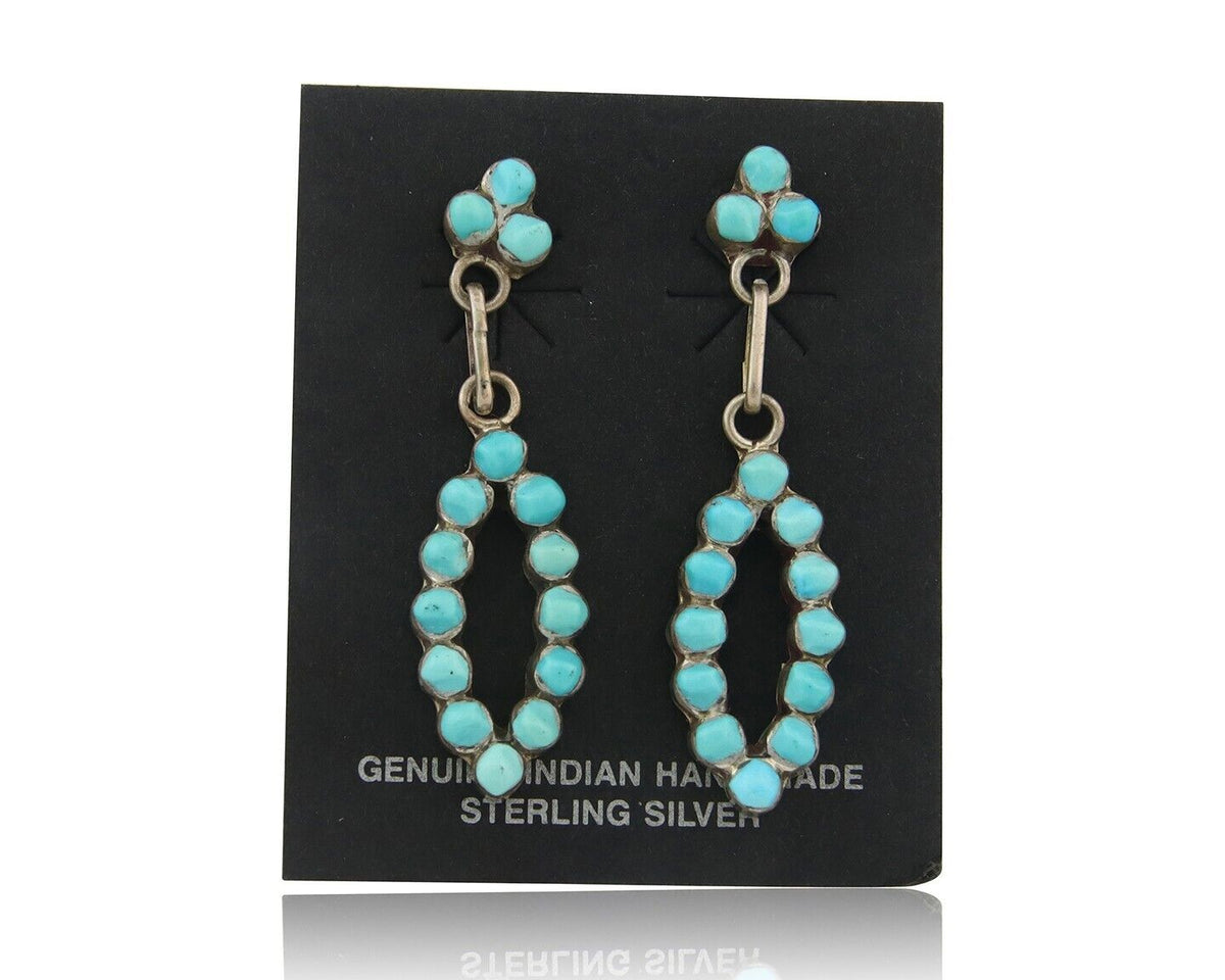 Navajo Earrings 925 Silver Natural Turquoise Native American Artist C.80's