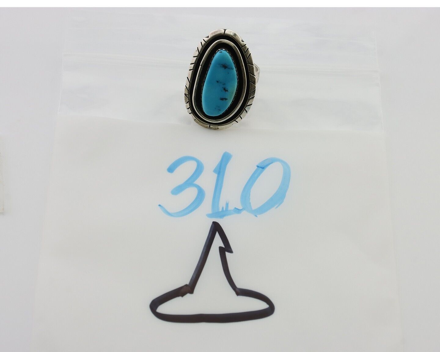 Navajo Ring 925 Silver Turquoise Native American Artist C.80's