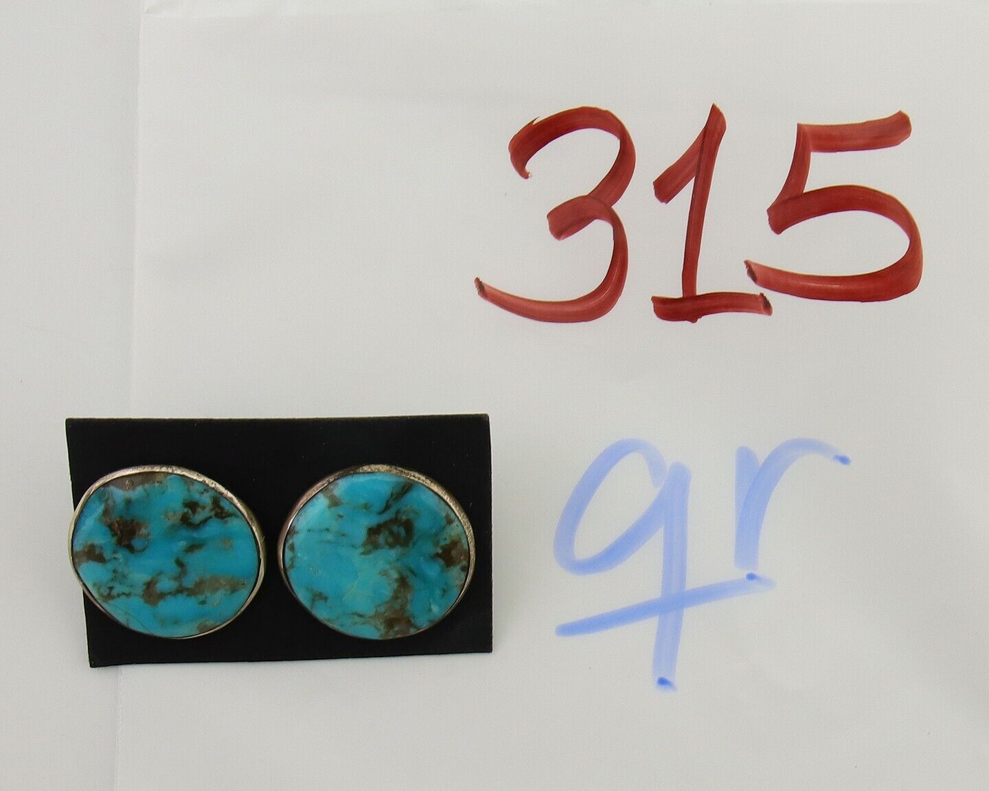 Navajo Shield Natural Turquoise Earrings 925 Silver Native American Artist C.80s