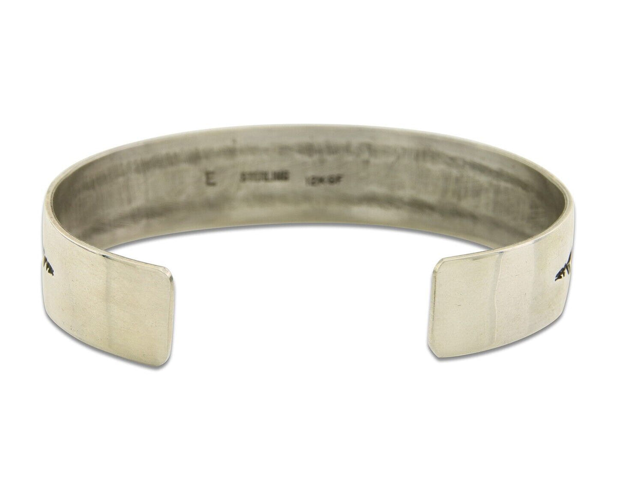 Navajo Bracelet 925 Silver & 12K Gold Cuff Artist Signed Randall Endito C.80's