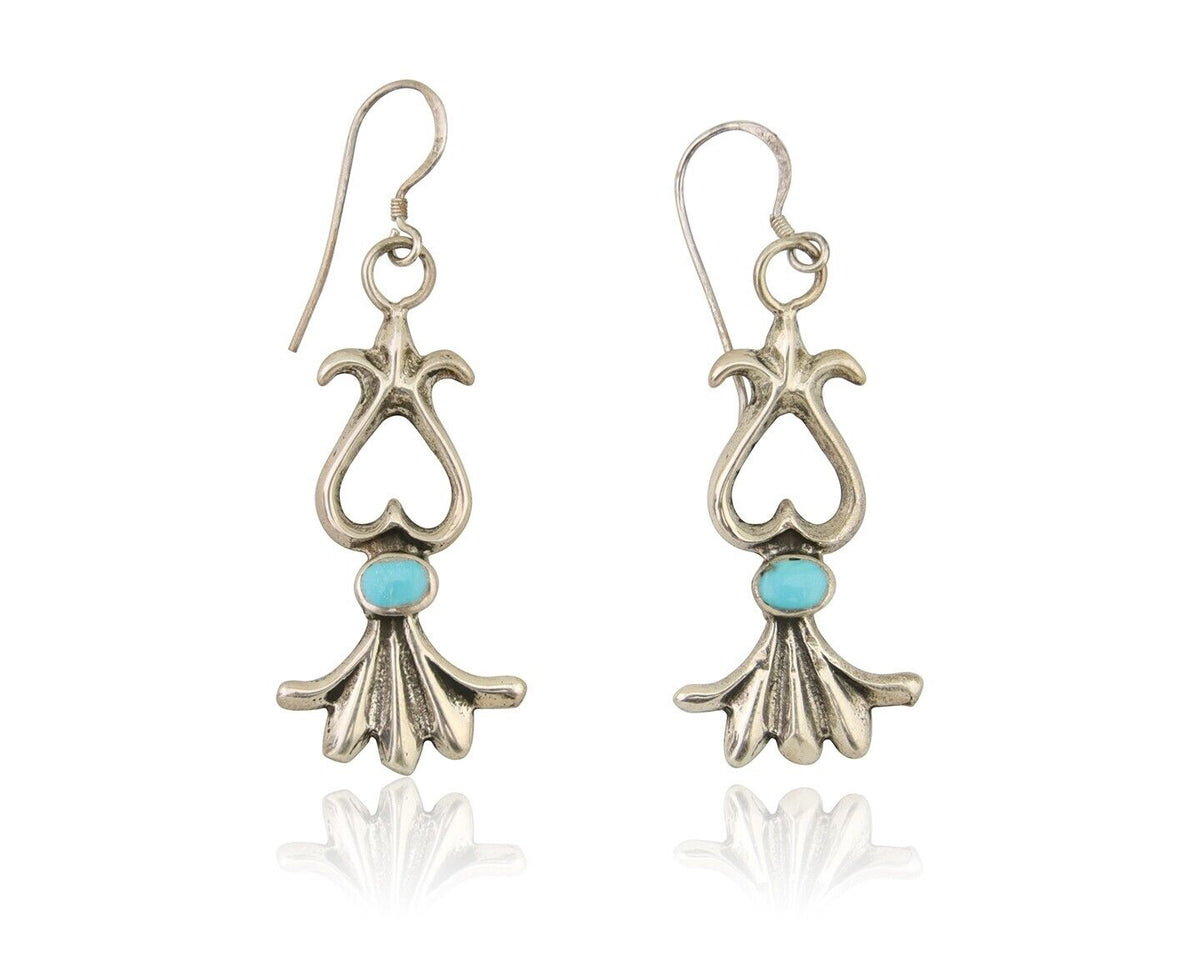 Navajo Dangle Earrings 925 Silver Blue Turquoise Native American Artist C.80's