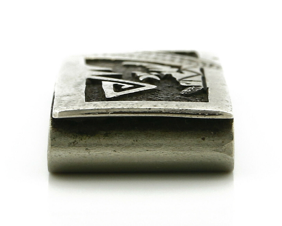 Navajo Money Clip .925 Silver & Nickle Hand Stamped Artist Richard Begay
