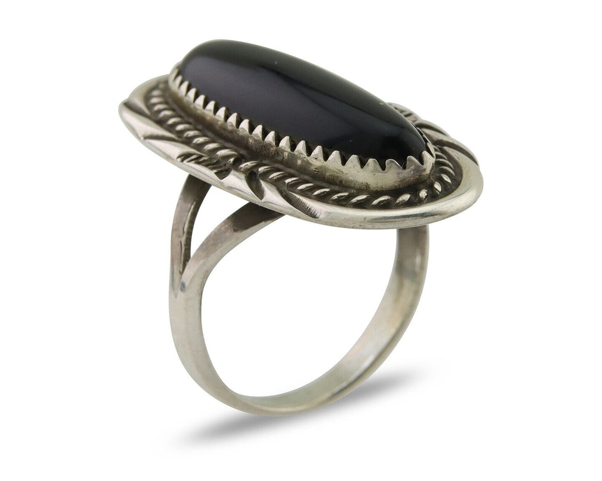 Navajo Handmade Ring 925 Silver Black Onyx Native American Artist C.80's
