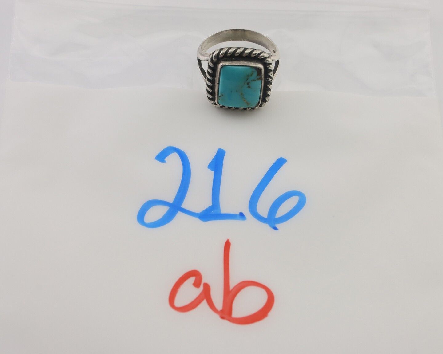 Navajo Ring 925 Silver Natural Blue Turquoise Artist Signed Apache Mfg C.80's