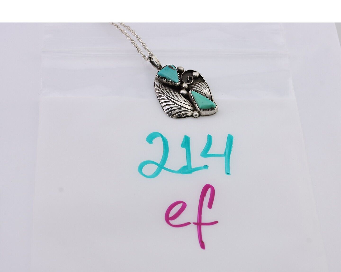 Navajo Turquoise Handmade Necklace 925 Silver Artist Signed PM C.80s