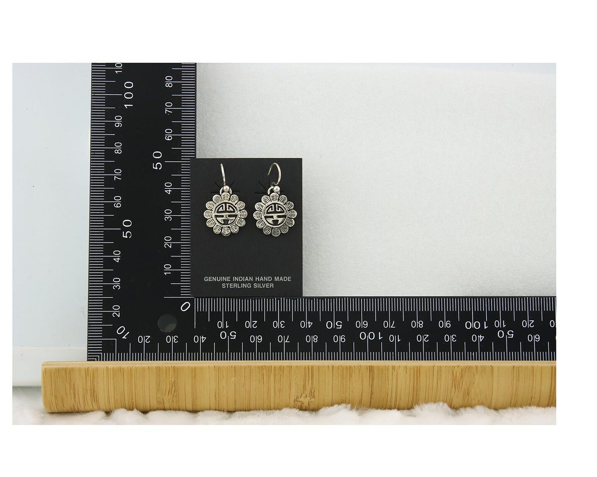 Navajo Tiwa Sun Earrings Sterling Silver Dangle Vintage Authentic