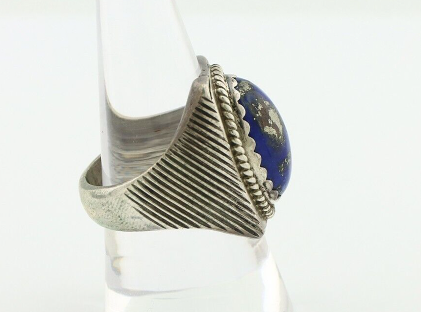 Navajo Ring 925 Silver Natural Blue Lapis Lazuli Native American Artist C.80's
