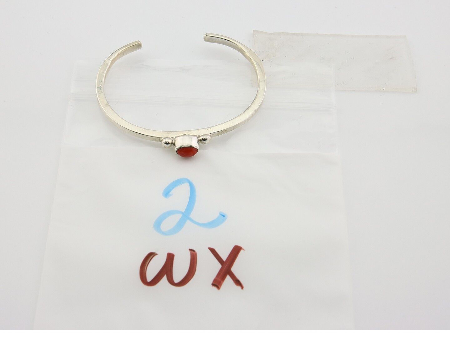 Navajo Bracelet .925 Silver Mediterranean Red Coral Cuff Native Artist C.80's