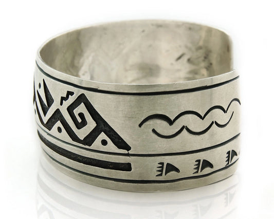 Navajo Cuff Bracelet 925 Sterling Silver Vintage Handmade Signed B Piaso