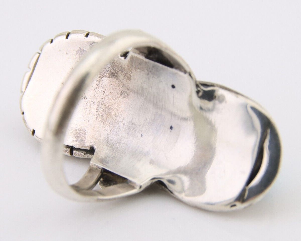 Navajo Ring 925 Silver Natural Blue Turquoise Native American Artist C.80's