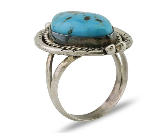Navajo Turquoise Ring 925 Silver Handmade Native American Artist C.80's