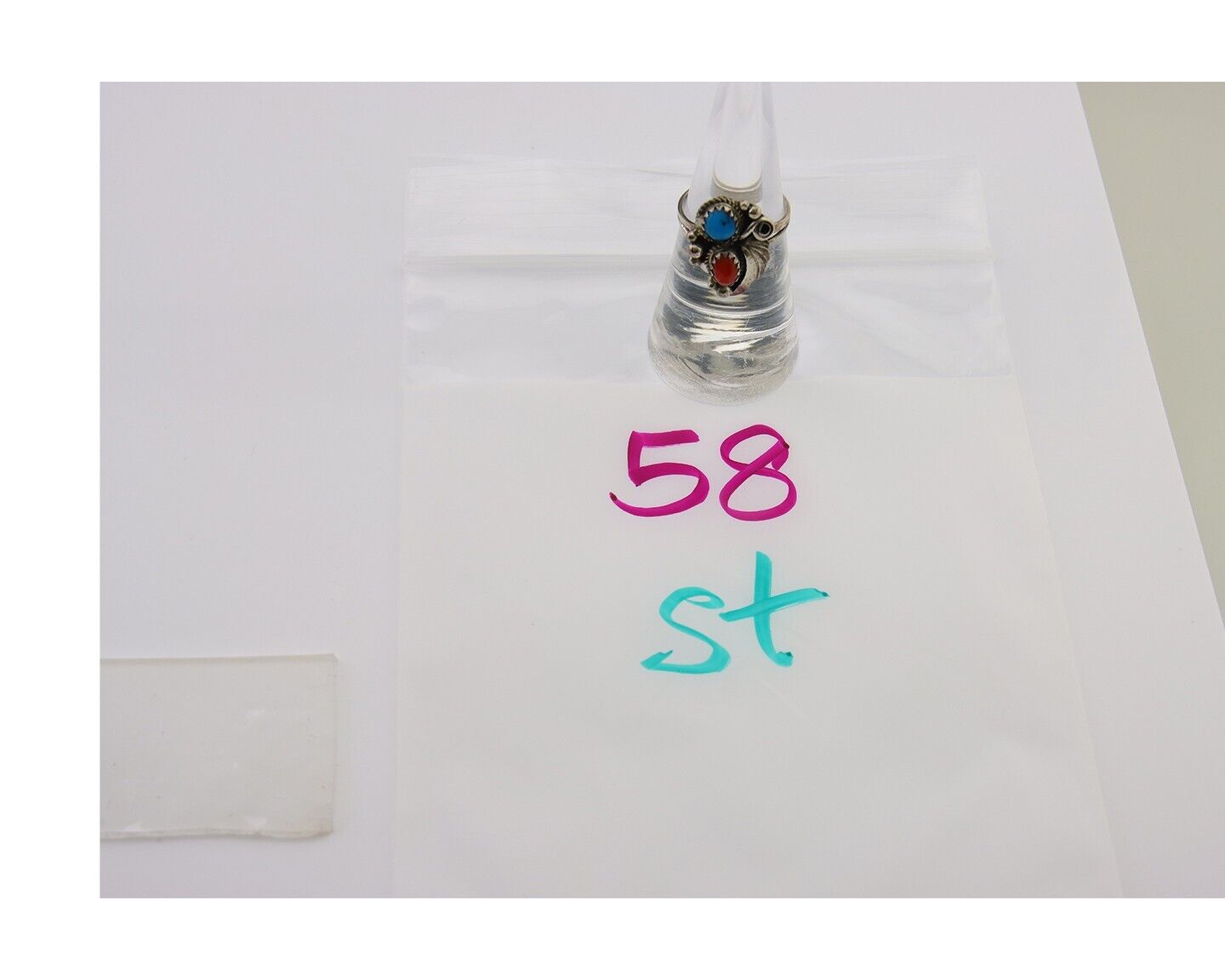 Navajo Ring 925 Silver Turquoise & Coral Native American Artist C.80's