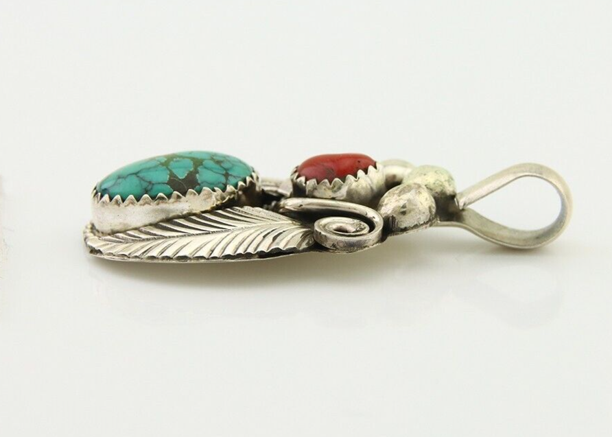 Navajo Necklace 925 Silver Spiderweb Turquoise Artist Signed Justin Morris C80s