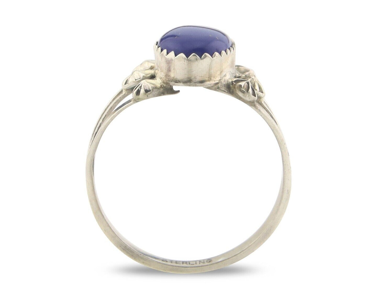 Navajo Ring 925 Sterling Natural Lapis Handmade Native Artist C.80's