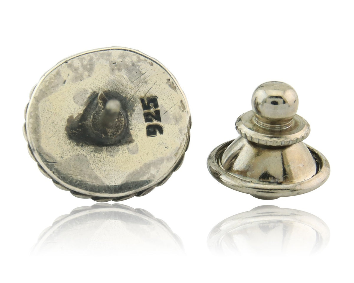 Navajo Tie Tack 925 Silver Natural Turquoise Native Artist Vintage