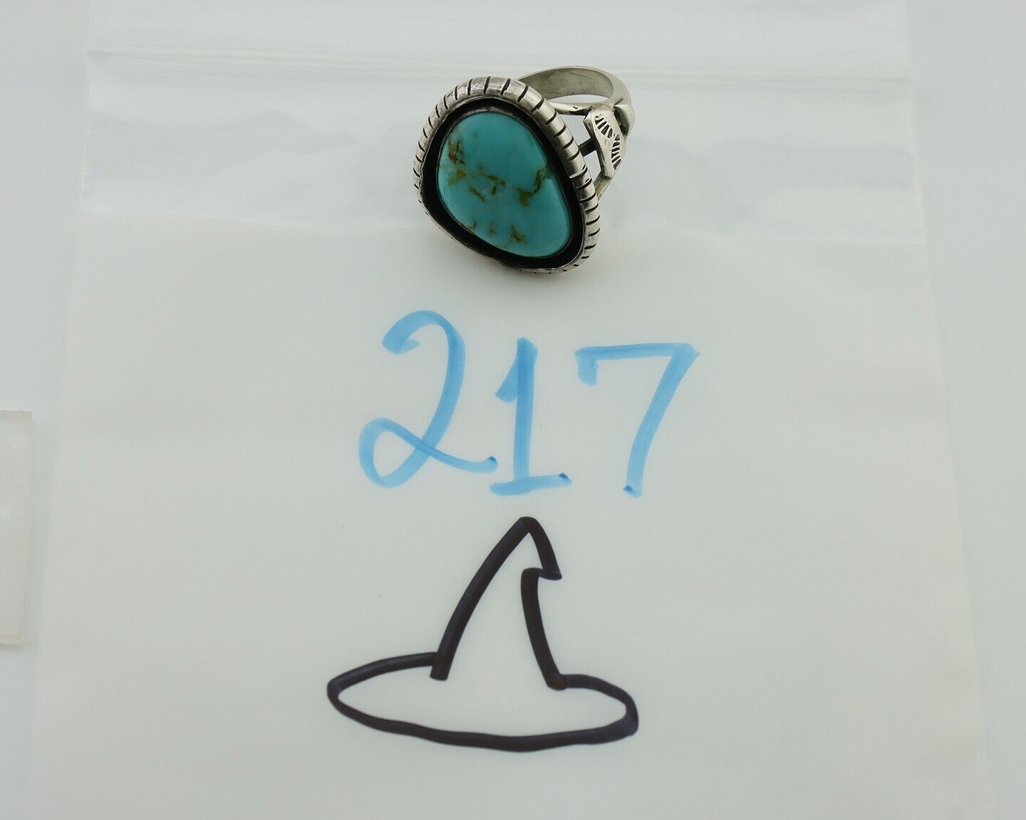 Navajo Handmade Ring 925 Silver Natural Turquoise Signed M Montoya C.80's