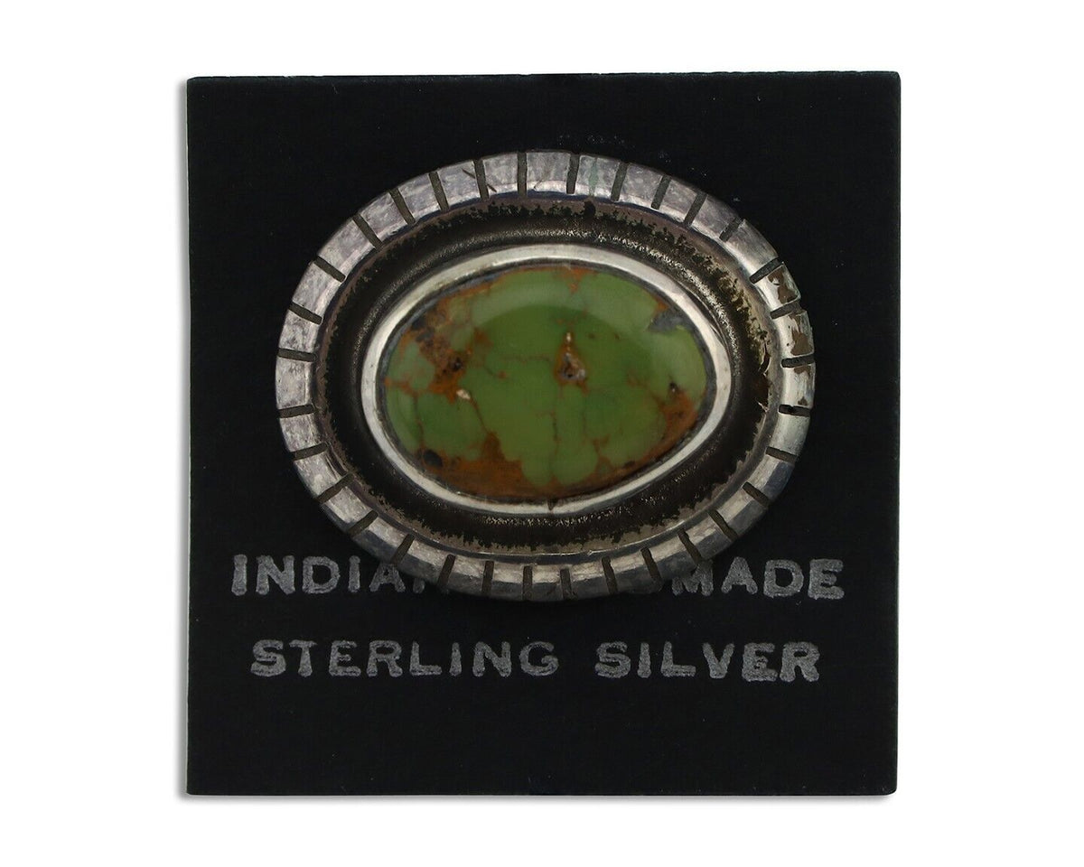Navajo Tie Tack 925 Silver Natural Mined Turquoise Native American Artist C.80's