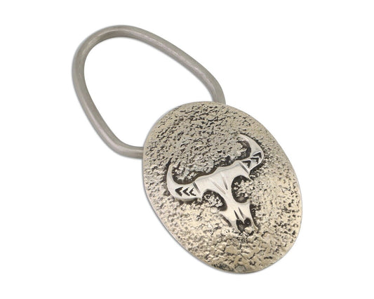 Navajo Skull Key Chain .925 Silver Handmade Artist Signed Richard Begay C80s