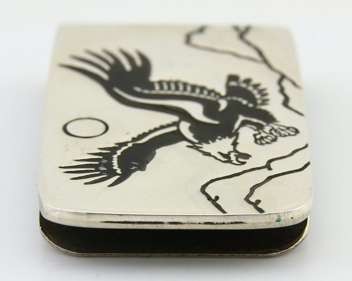 Navajo Eagle Money Clip .925 Silver & .999 Nickle Native American Artist C.80's