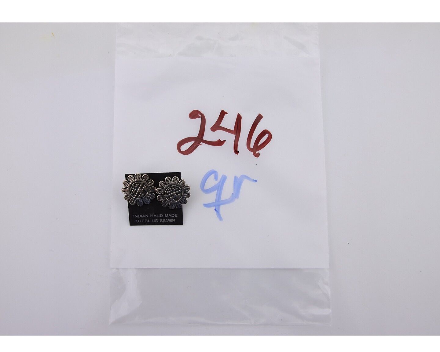 Navajo Tiwa Sun Earrings 925 Silver Native American Artist C.80's