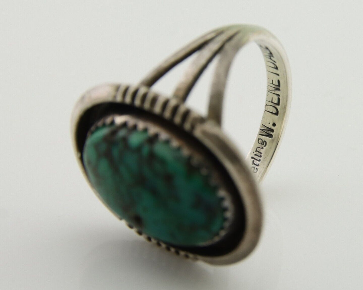 Navajo Ring 925 Silver Turquoise Artist Siged William Denetdale C.80's