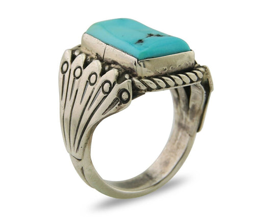 Navajo Ring .925 Silver Turquoise Artist Signed Mary Dayea C.80's
