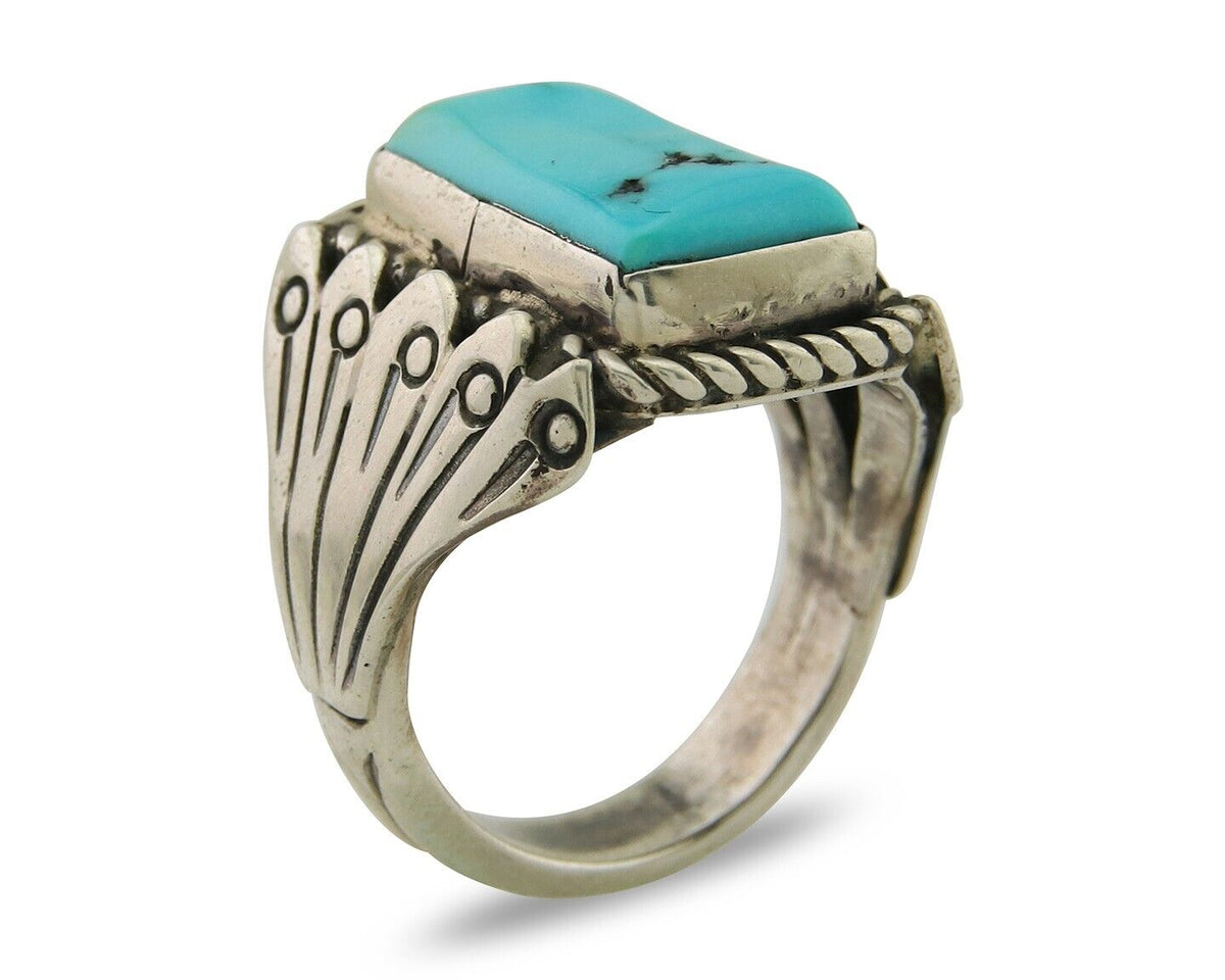 Navajo Ring .925 Silver Turquoise Artist Signed Mary Dayea C.80's