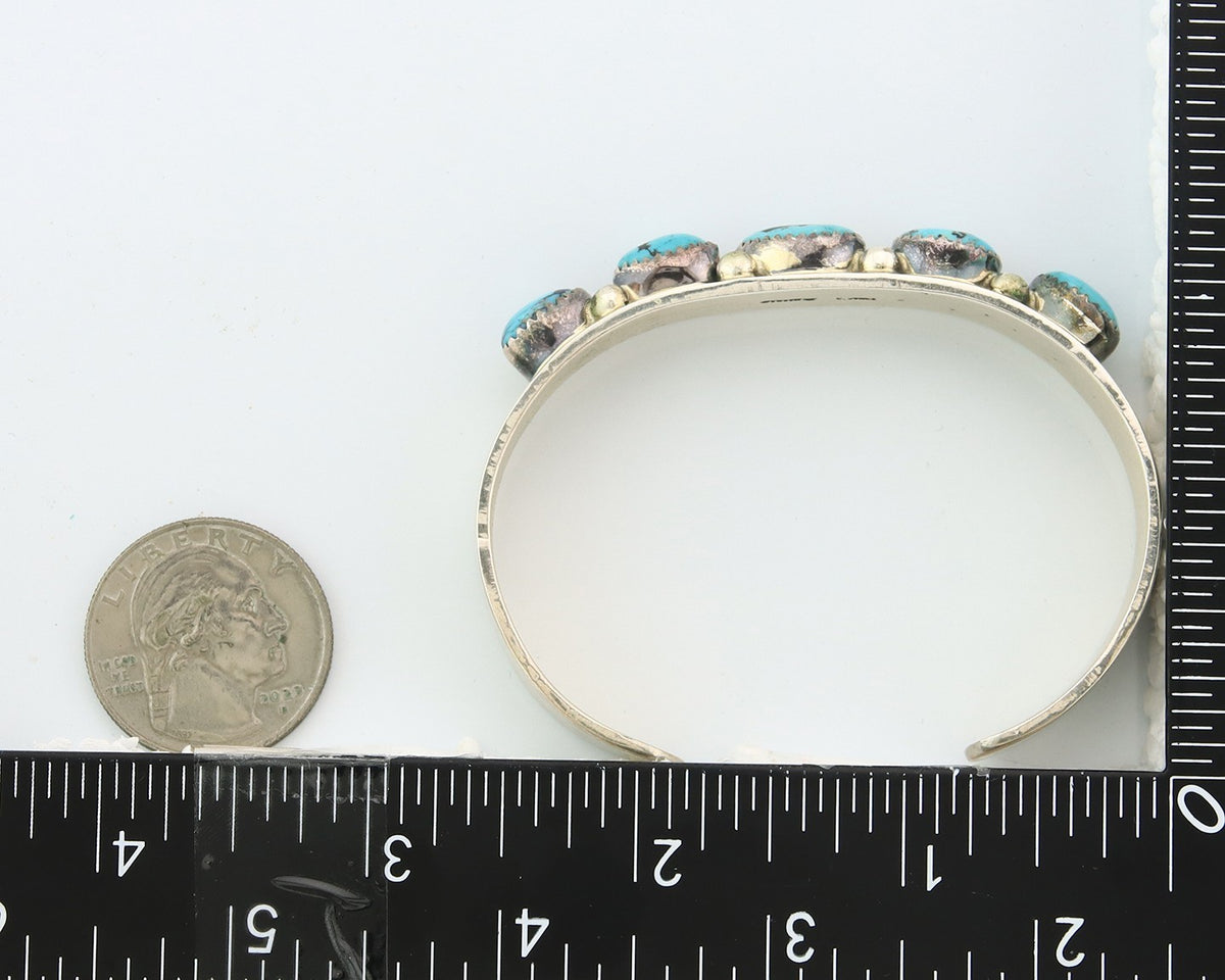 Navajo Bracelet Sterling Silver Nevada Turquoise Artist Signed C Jones