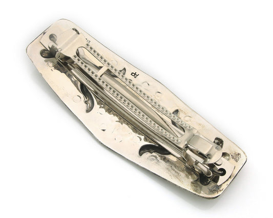 Vintage Navajo Barrette 925 Sterling Silver Hand Stamped Signed Arthur Platero