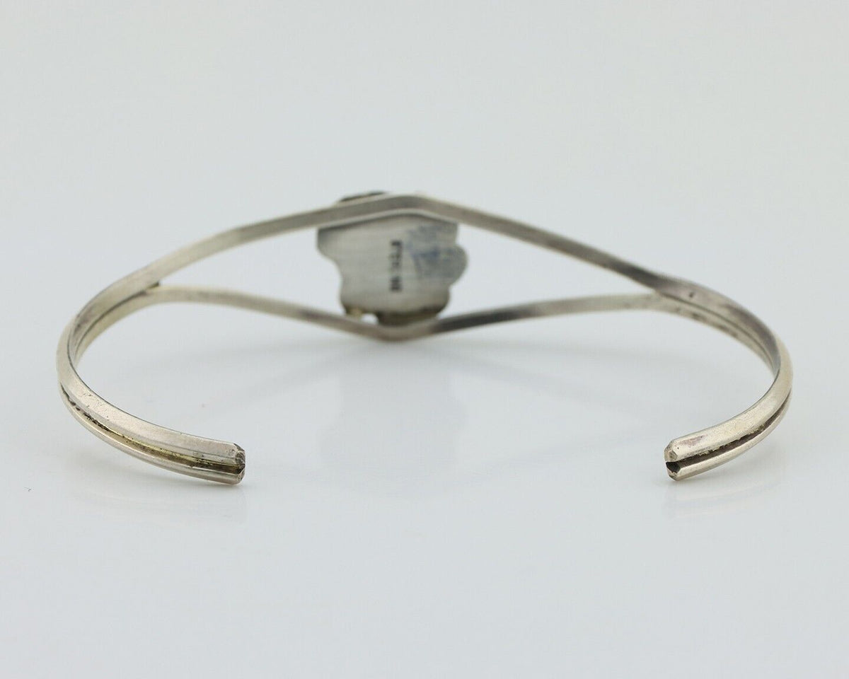 Navajo Bracelet 925 Silver Sleeping Beauty Turquoise Native American Artist C80s