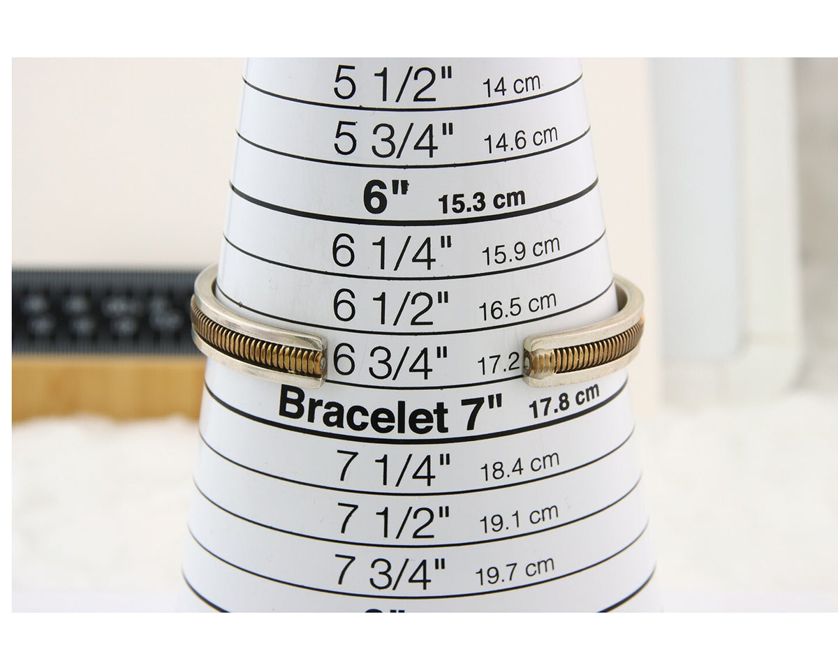 Navajo Bracelet 925 Silver & 12k Yellow Gold Filled Signed TAHE C.80's