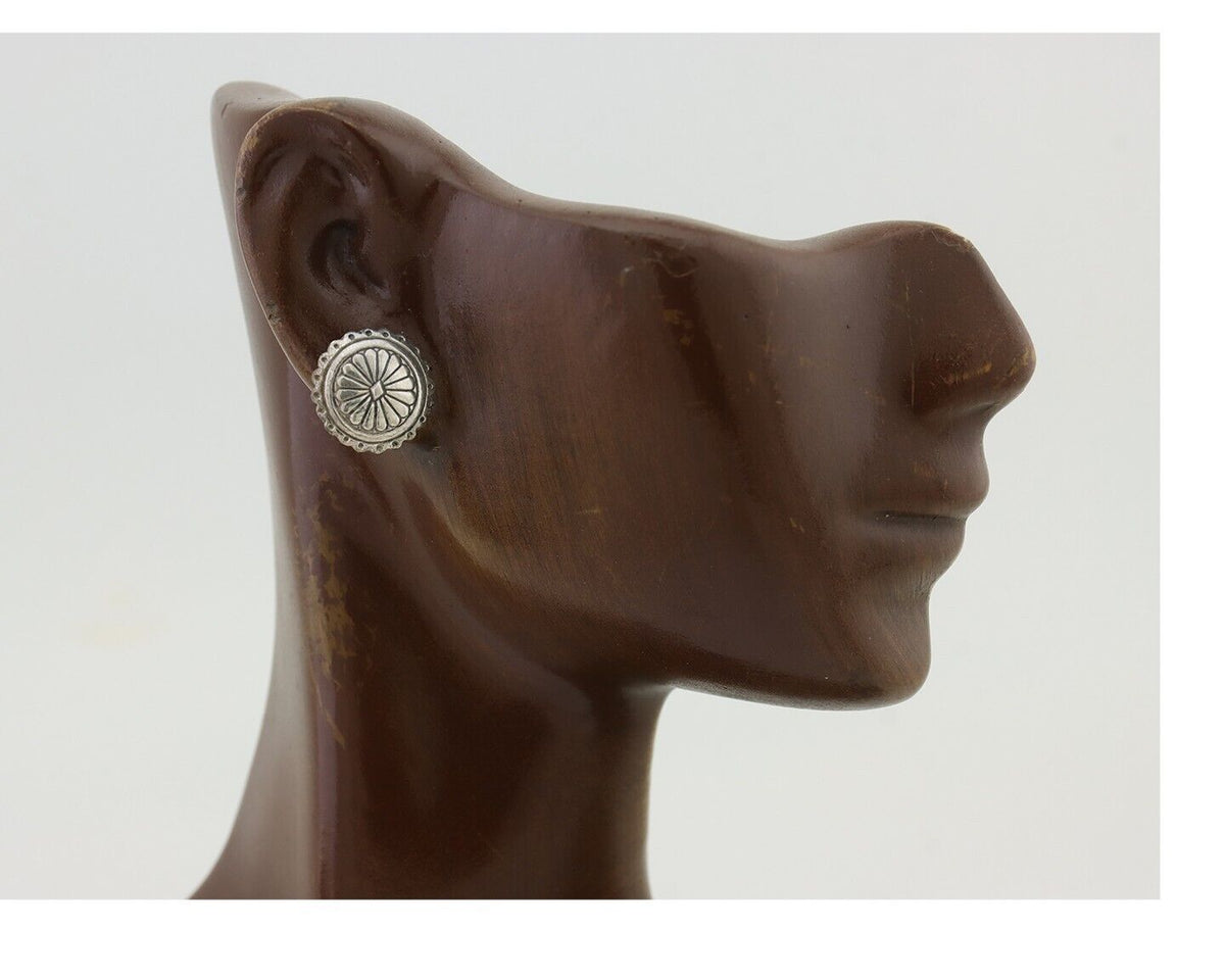 Navajo Small Shield Earrings 925 Silver Native American Artist C.80's