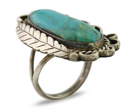 Navajo Ring .925 Sterling Blue Turquoise Artist Signed R Yazzie C.80's