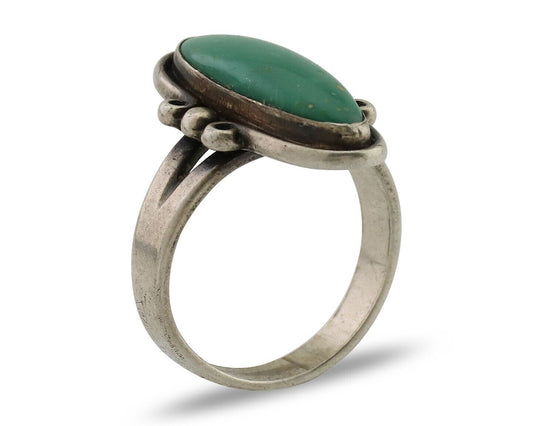 Navajo Ring 925 Silver Natural Kingman Turquoise Bell Trading Post C.80's