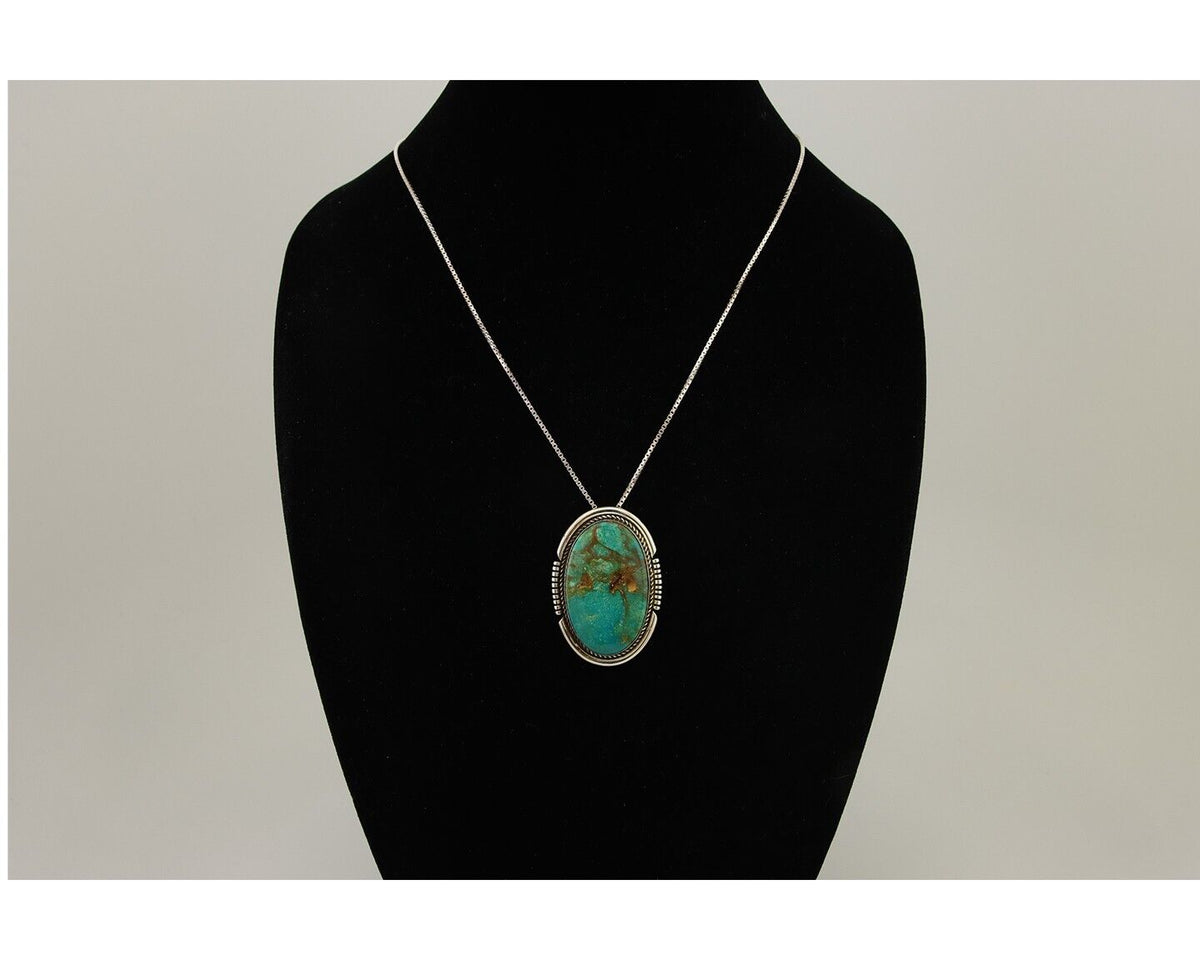 Navajo Necklace 925 Silver Blue Turquoise Artist Signed Doug Zachary C.80's