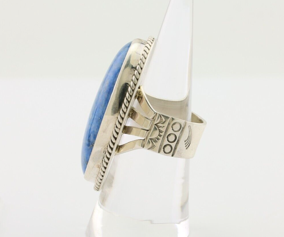 Navajo Handmade Ring 925 Silver Blue Denim Lapis Native Artist C.80's