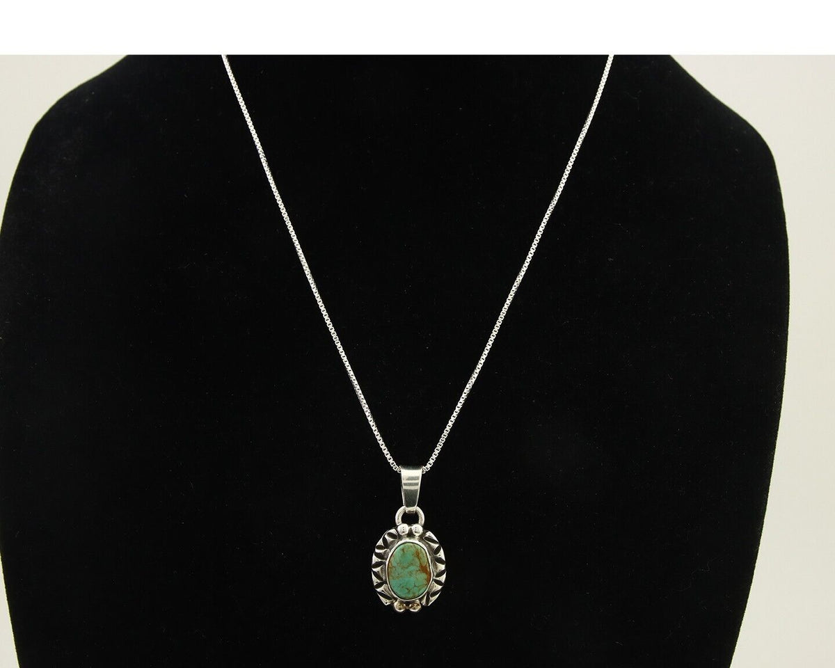 Navajo Necklace 925 Silver Natural Turquoise Artist Signed C Montoya C.80's