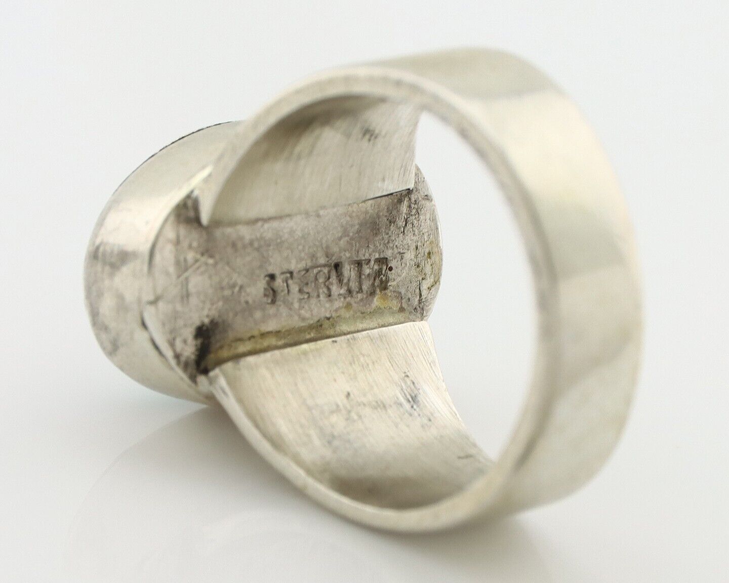 Zuni Inlaid Ring 925 Silver Mixed Natural Gemstones Native American Artist C.80s